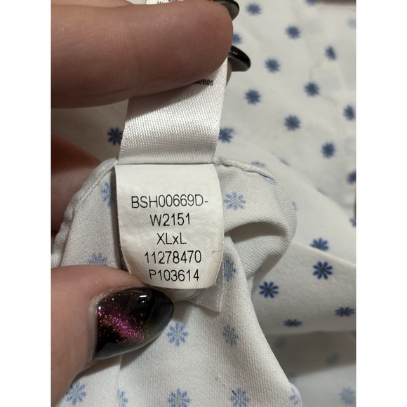 Bonobos Short Sleeve Button Down Shirt XL Long White Blue Floral Standard Fit - Picture 4 of 5